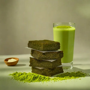 unsugared japanese matcha white chocolate brownies