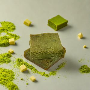 unsugared japanese matcha white chocolate brownies